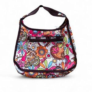 LeSportsac multicolored floral and paisley print nylon shoulder bag
